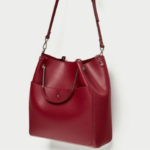 Red Tote with Metal Handle